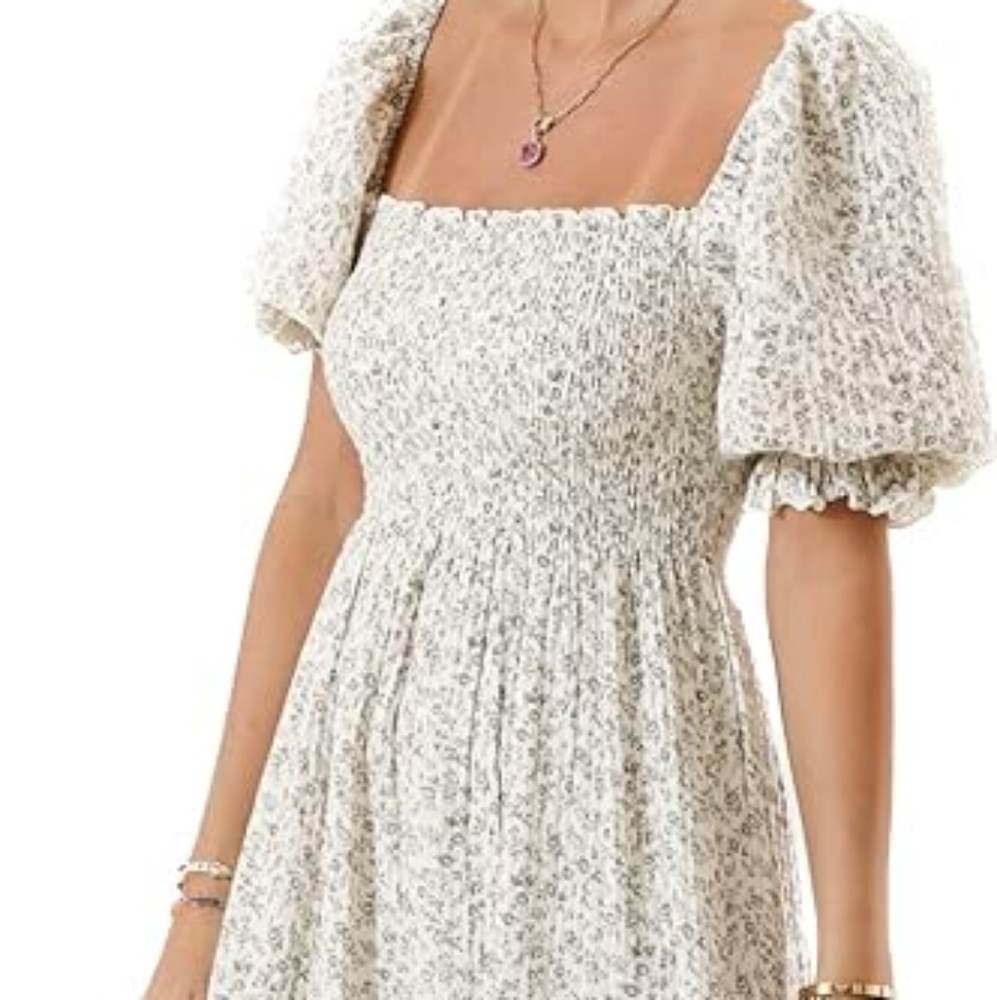 Elegant Puff Sleeve Midi Dress